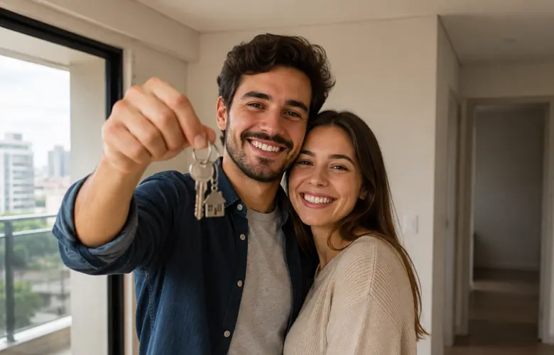 Casal analisando financiamento imobiliário do Banrisul